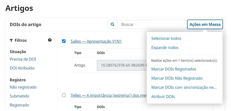 Figura 8. Opções do botão Ações em Massa.