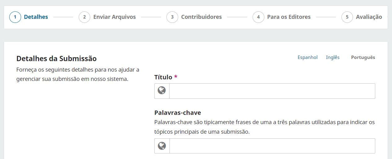 FIGURA 2. Campo de palavras-chave no formulário de submissão no OJS 3.4