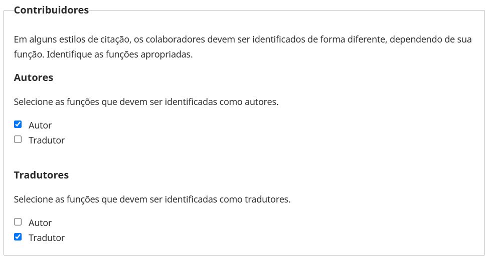 Configuração indicada para o plugin Linguagem de Estilo de Citação no OJS 3.4.